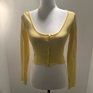 H&M Gold Fitted Crop Blouse